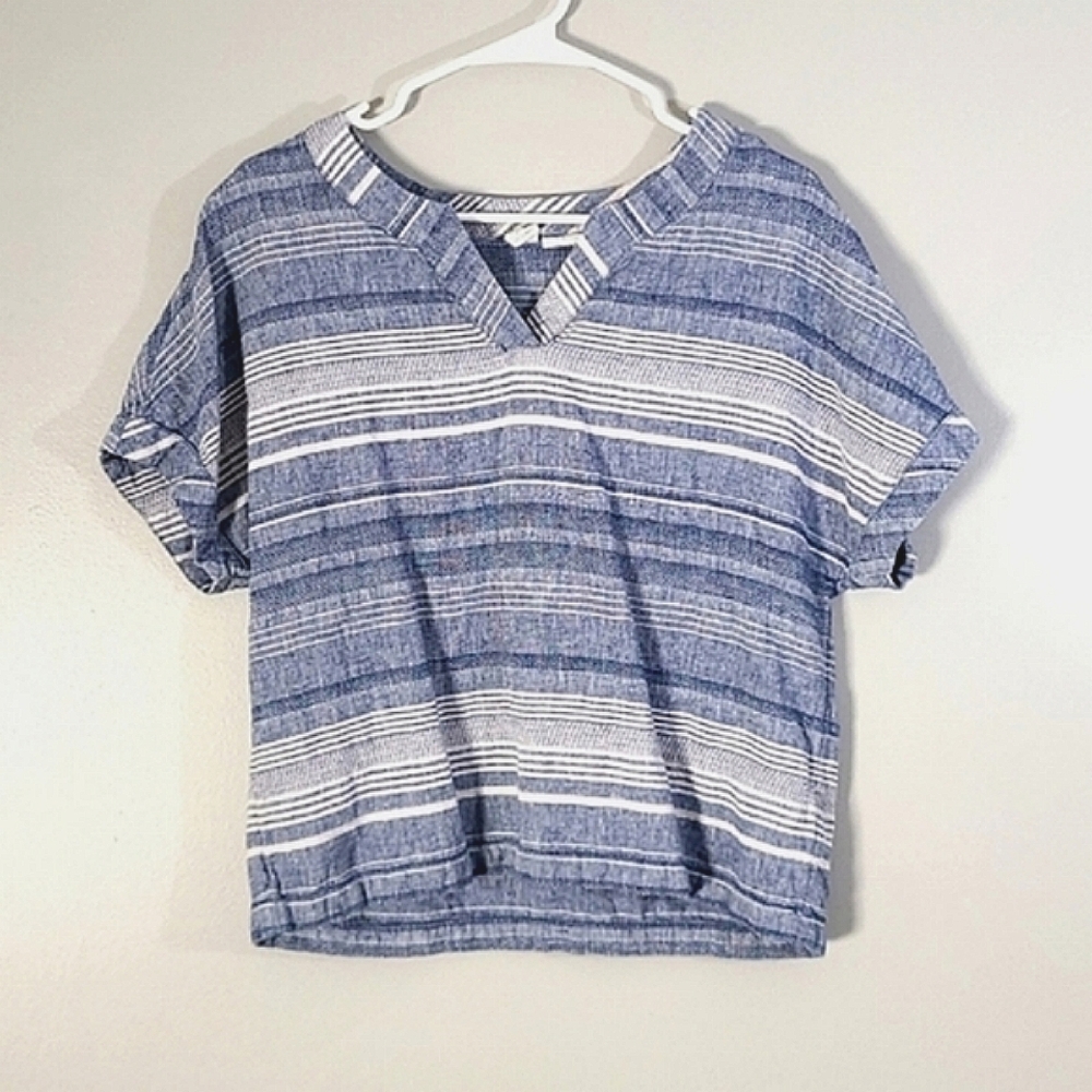 Artisan NY striped linen blend top, size M